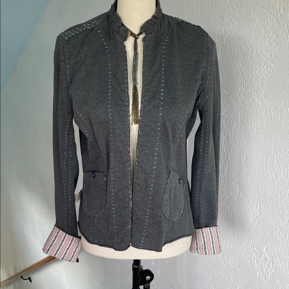 Free People Vintage Victorian Reversible Boho Cotton hi Patch Jacket Rare Large - Picture 10 of 16